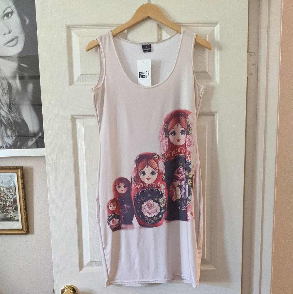 Russian Doll Stretchy A-Line Mini Tank Dress